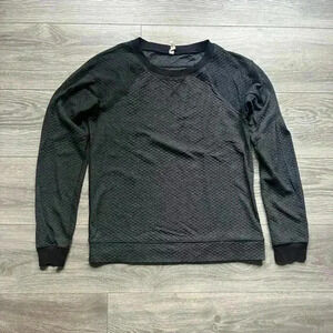 Lucy Quilted Charcoal Gray Activewear Athletic Yoga Sweatshirt Size M